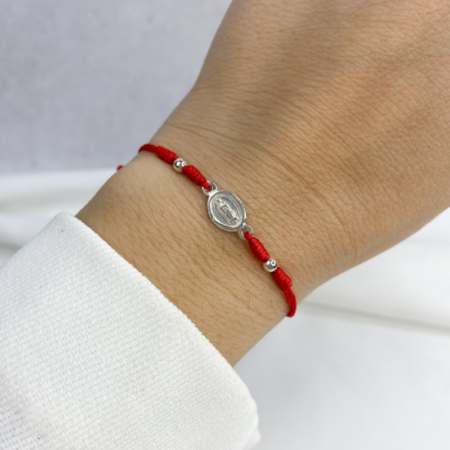 Pulsera Hilo Rojo Y Virgen Milagrosa