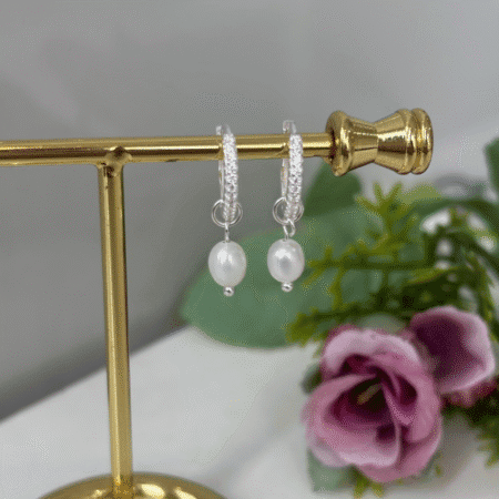 Aros Shine con dije perla